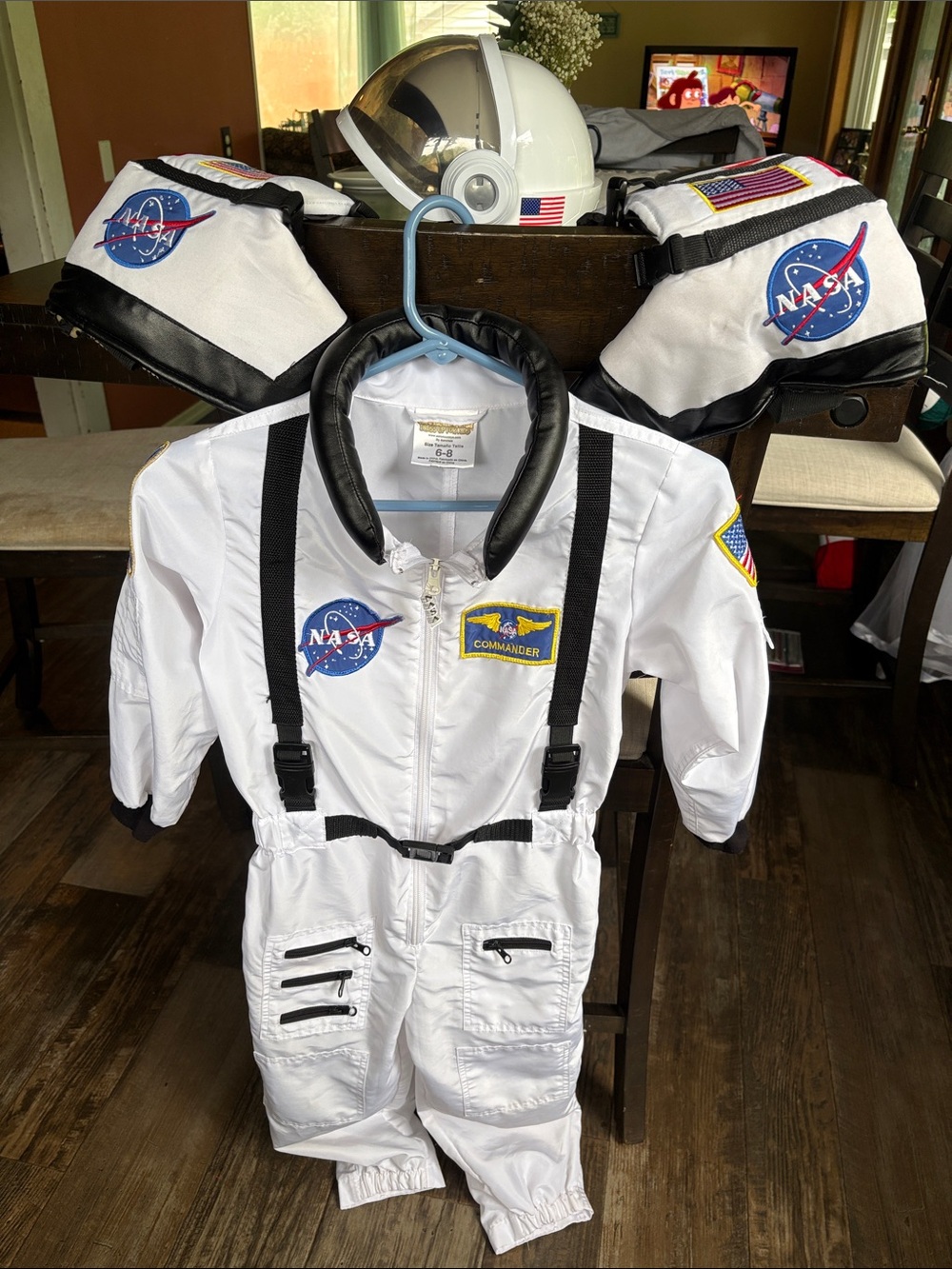 NASA Kids White Astronaut Costume Coverall with Helmet and Boot shoe covers